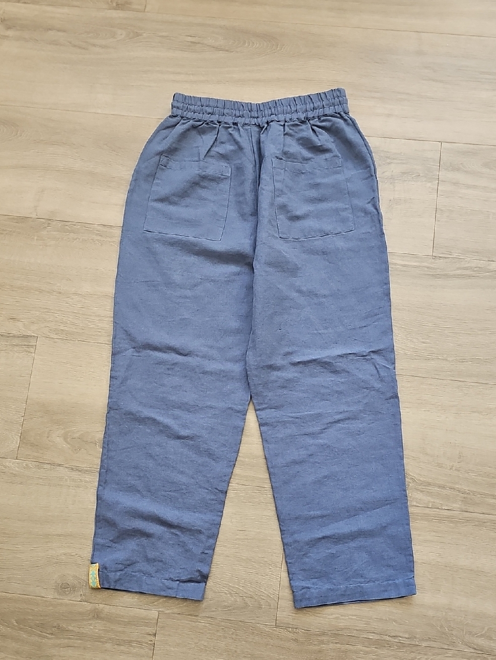 BackcountryTextured Cotton Linen Pull On Pant - Women's Small Petite Blue - Picture 7 of 7